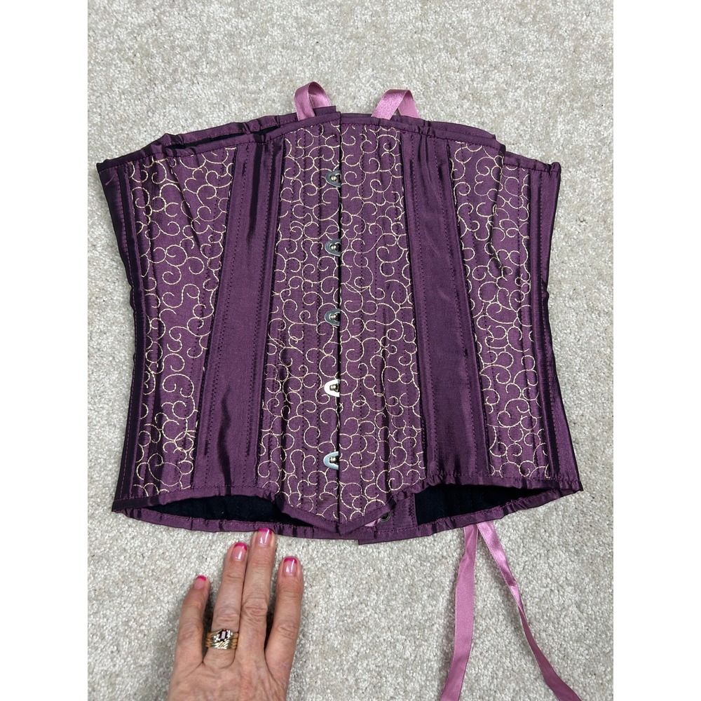Purple Satin Underbust Corset 24' Steel Boned Lace Up Goth Steampunk Victorian